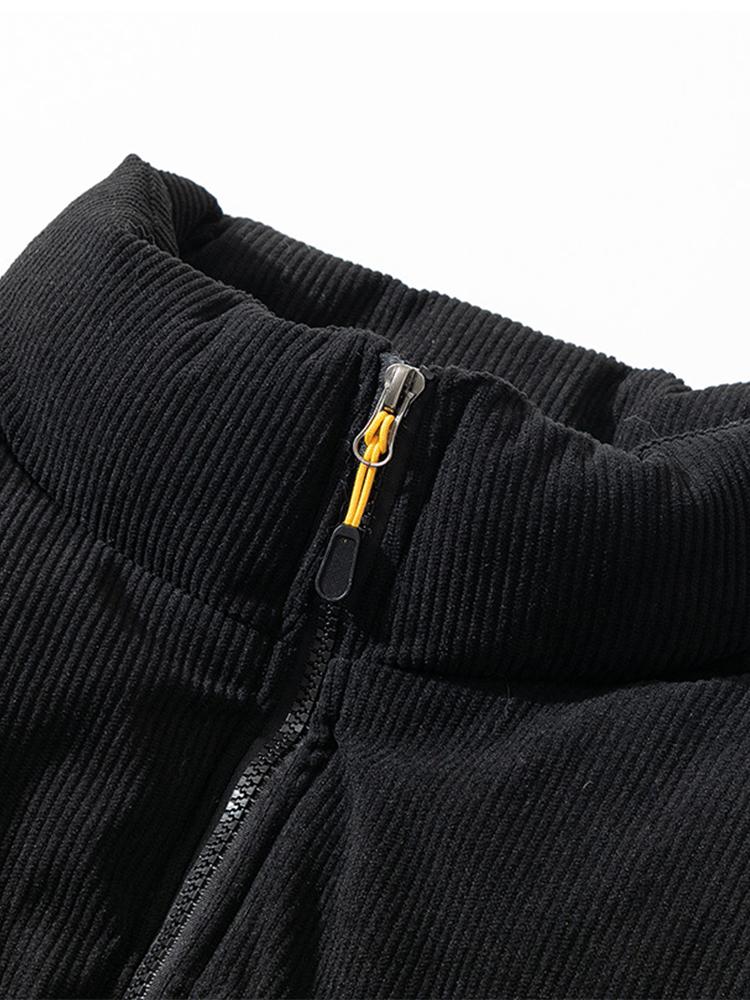 Cyrus | Funnel Neck Corduroy Puffer Coat