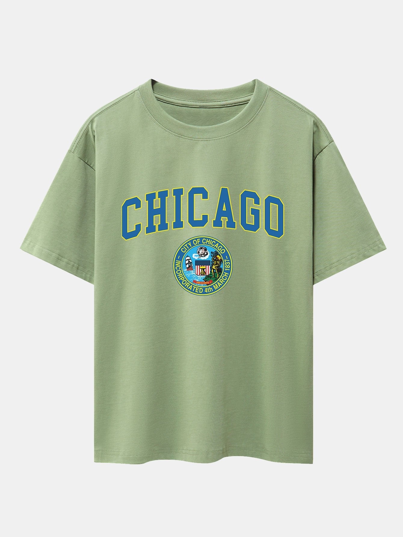 Lorenzo® | Chicago Coat Of Arms Print Drop Shoulder Oversize T-Shirt