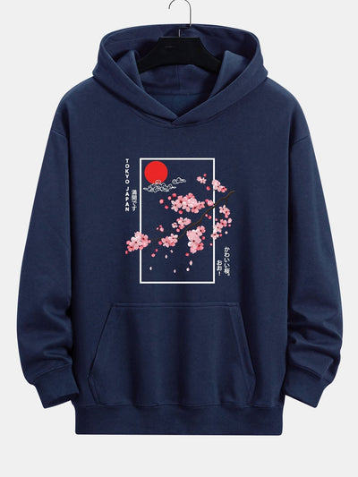 Eugene | Cherry Blossom Slogan Print Relax Fit Hoodie