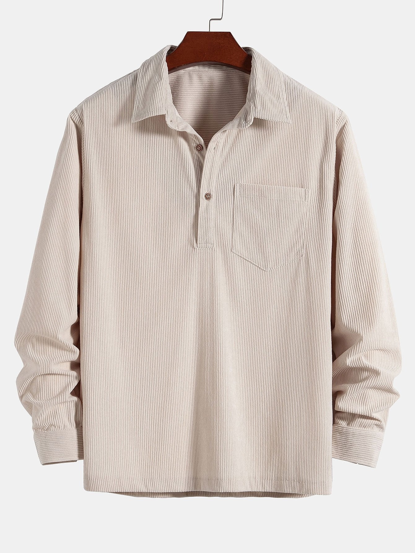 Amyas® | Long Sleeve Polo Neck Corduroy Shirt