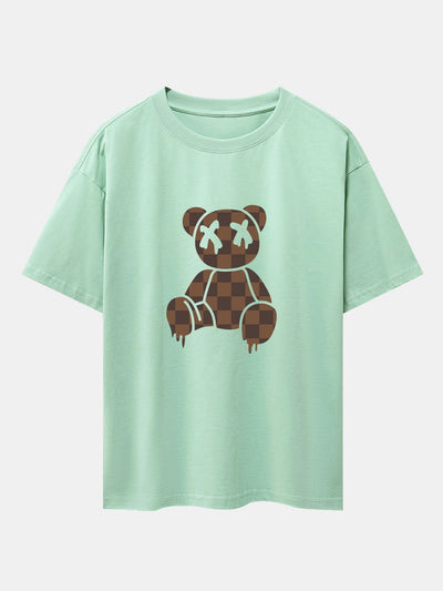 Isidro® | Checkerboard Dissolving Bear Drop Shoulder Oversize T-Shirt