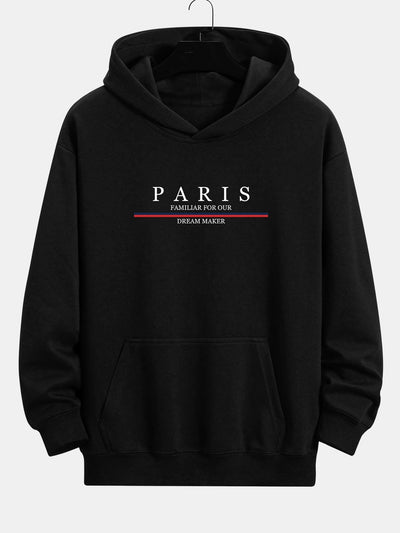 Zackary | Stripe Paris Slogan Print Relax Fit Hoodie