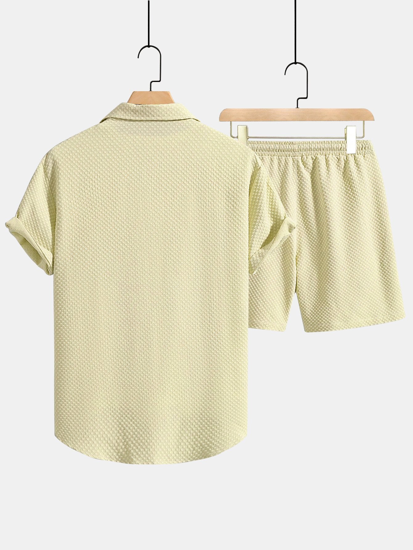 Jerry® | Checkerboard Texture Button Up Shirt & Drawstring Shorts