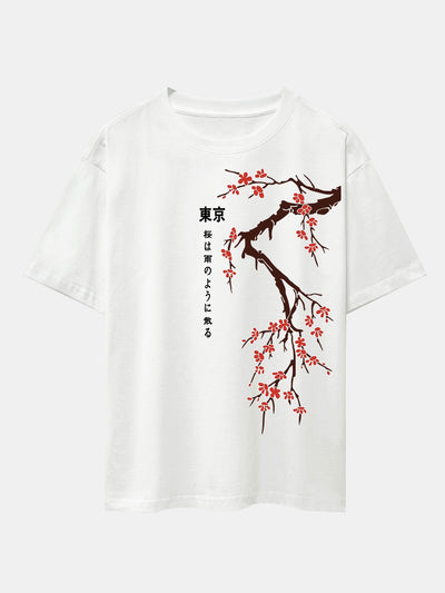 Ken® | Tokyo Japanese Cherry Blossoms Print Drop Shoulder Oversize T-Shirt