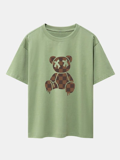 Jacob® | Checkerboard Dissolving Bear Drop Shoulder Oversize T-Shirt