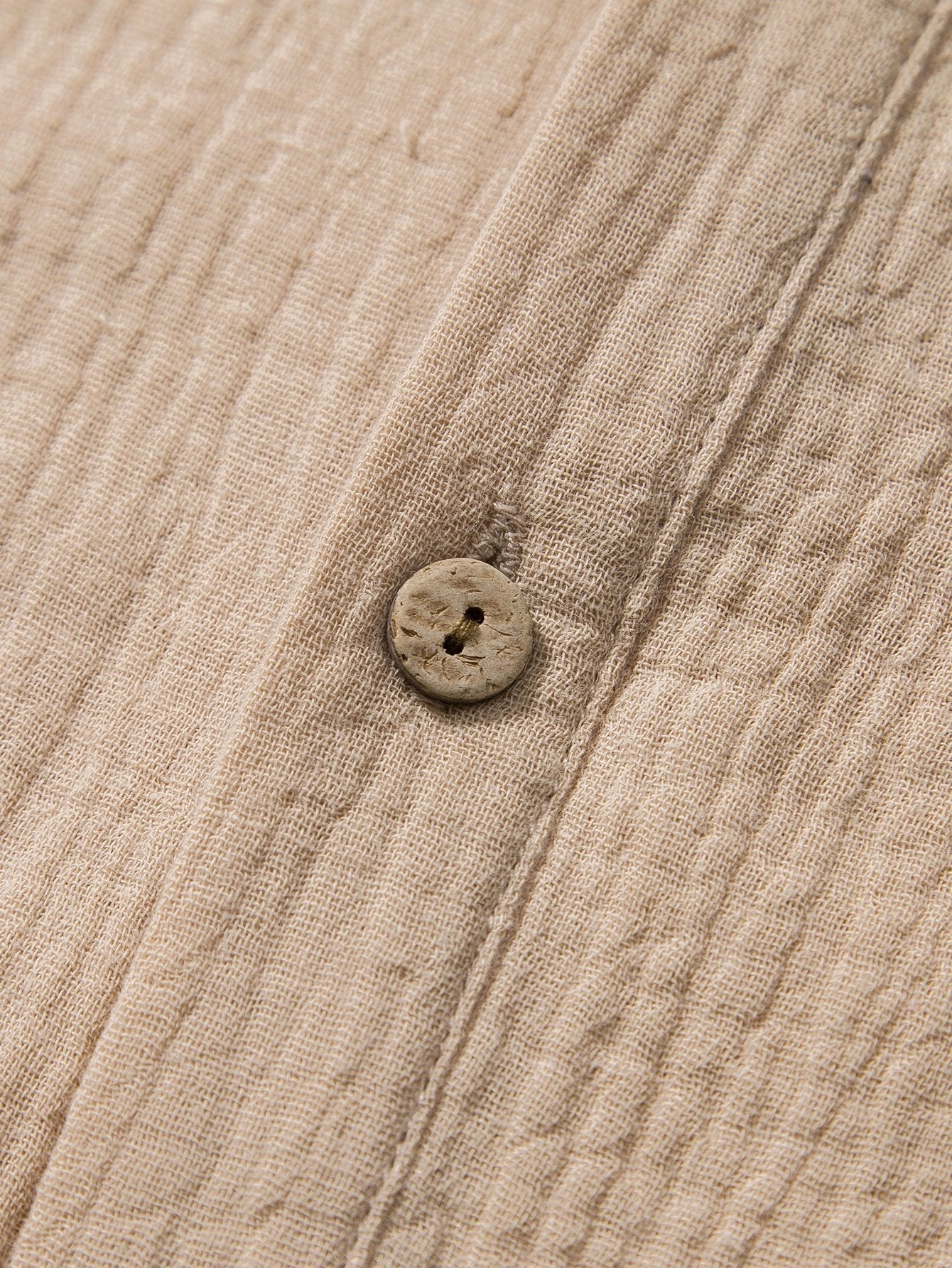 Aritz® | Wrinkled Cotton Half Open Placket Henley Collar Shirt