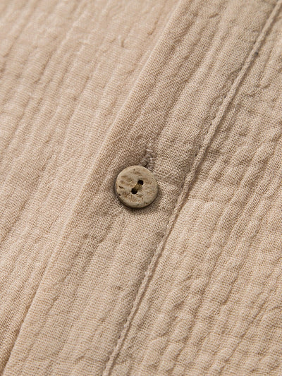 Aritz® | Wrinkled Cotton Half Open Placket Henley Collar Shirt