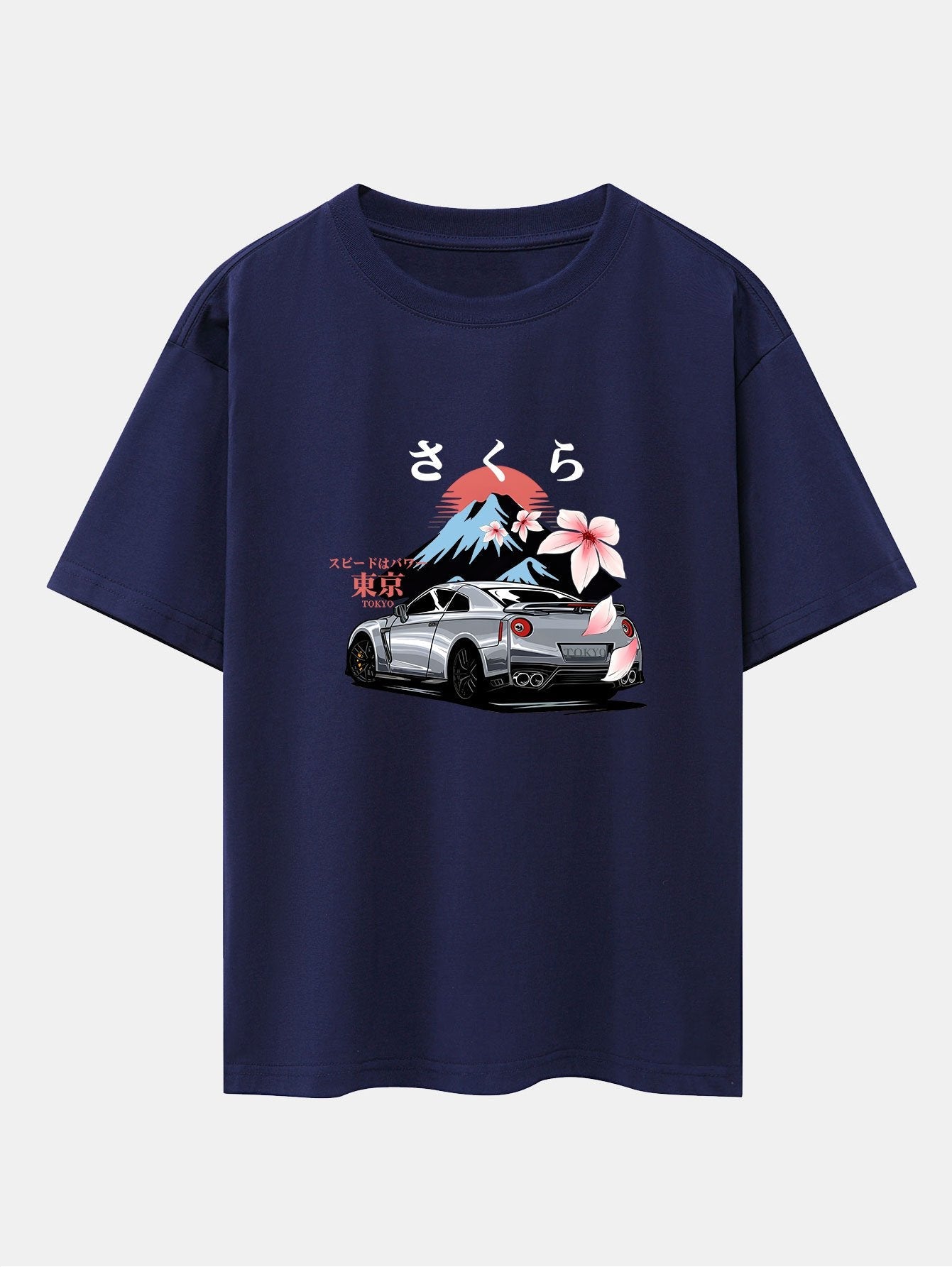Howard® | Tokyo Cherry Blossoms Car Print Drop Shoulder Oversize T-Shirt
