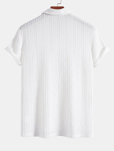 Logan | Knitted Rhombus Geometric Jacquard Polo