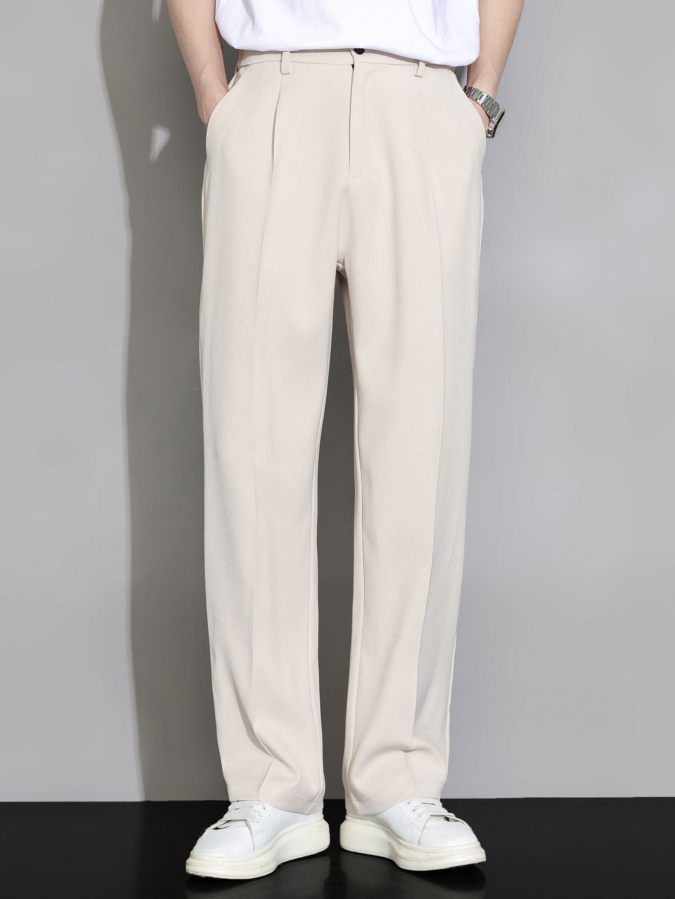 Eustaquio® | Relax Fit Elastic Waist Straight Leg Trousers