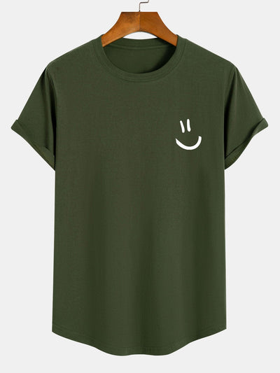 Andrew® | Smiley Print Cotton Arc Hem T-Shirt
