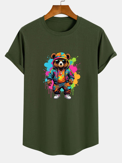 Bernard® | Graffiti Bear Print Cotton Arc Hem T-Shirt