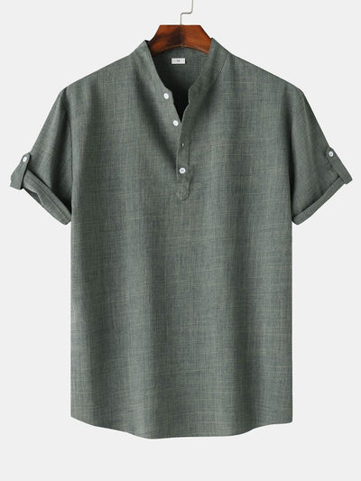 Damon® | Short Sleeve Linen Look Henley Shirt