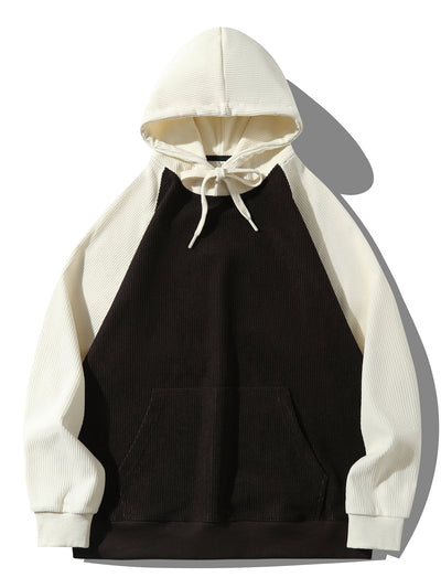 Adam | Paneled Corduroy Raglan Sleeves Hoodie
