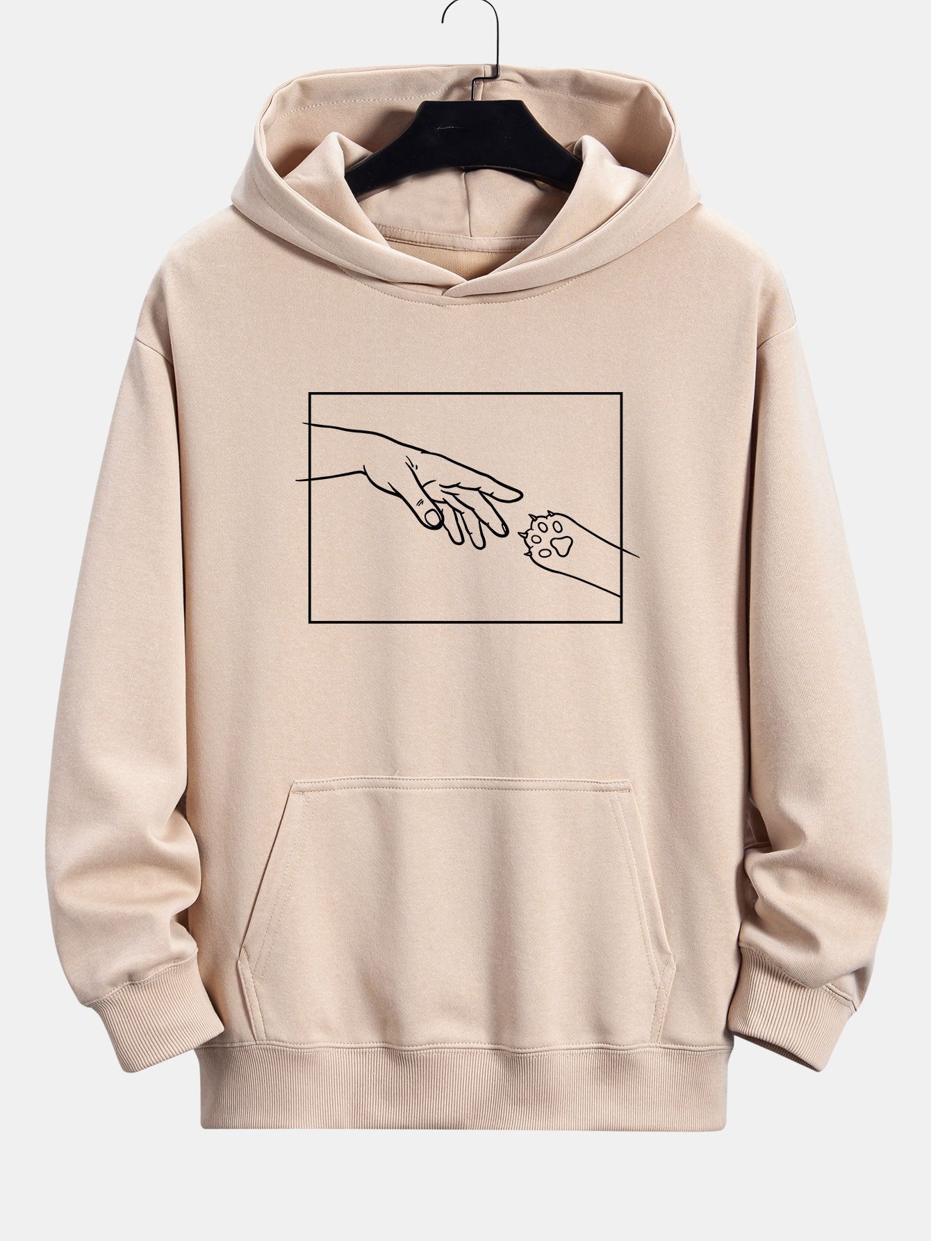 Edward | Hand And Cat Paw Print Relax Fit Hoodie