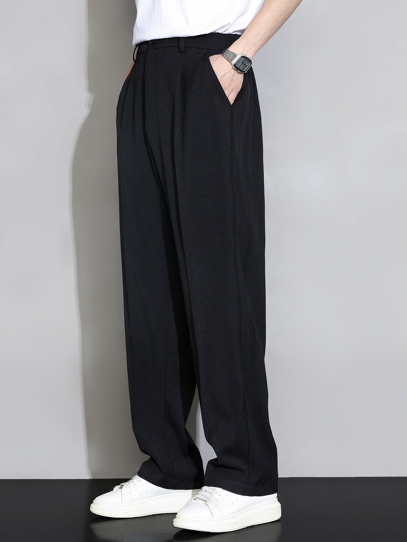Eustaquio® | Relax Fit Elastic Waist Straight Leg Trousers