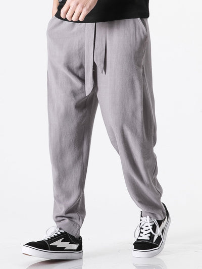 Judas® | Detachable Belt Relax Fit Linen And Cotton Blend Harem Pants