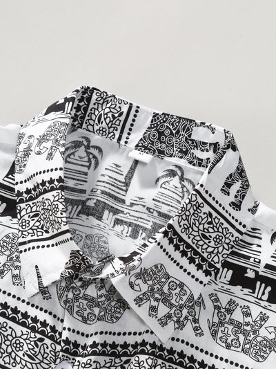 Arlin® | Elephant Print Button Up Shirt
