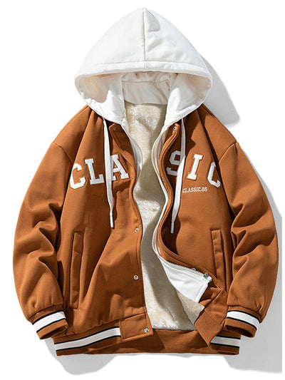 Maverick | Plush Lined Corduroy Hooded Baseball Jacket