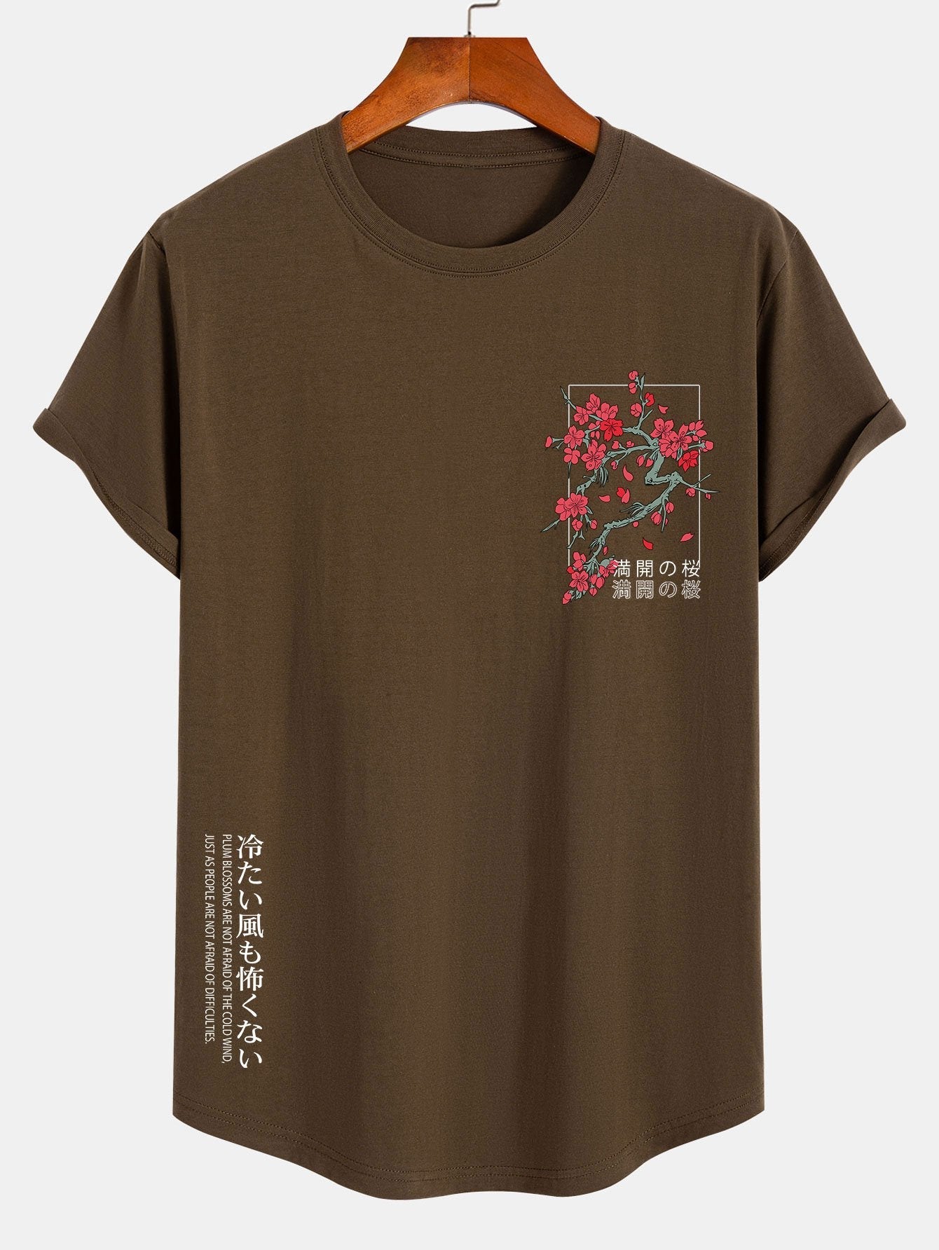 Joe® | Cherry Blossom Slogan Print Cotton Arc Hem T-Shirt
