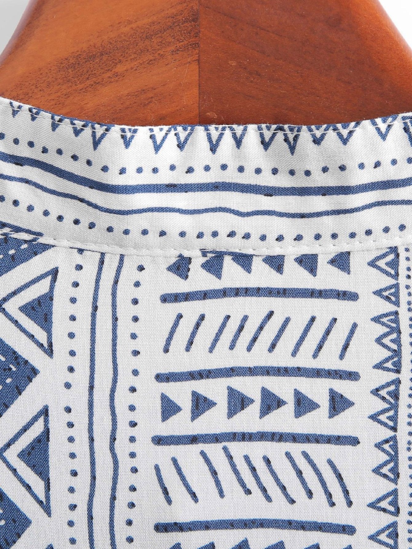 Kolby® | Tribal Geometric Print Half Placket Henley Collar Shirt