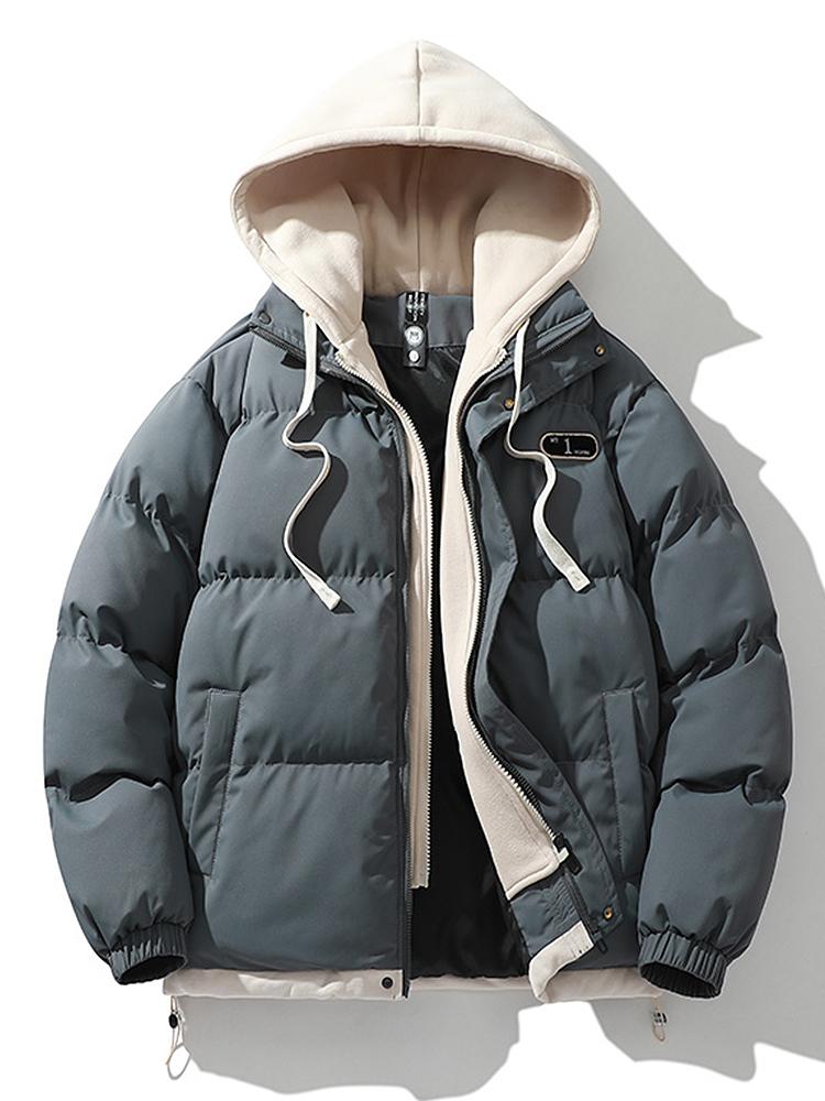 Caspian | Contrast Zip Up Hooded Puffer Coat