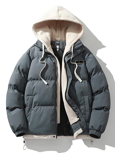 Caspian | Contrast Zip Up Hooded Puffer Coat