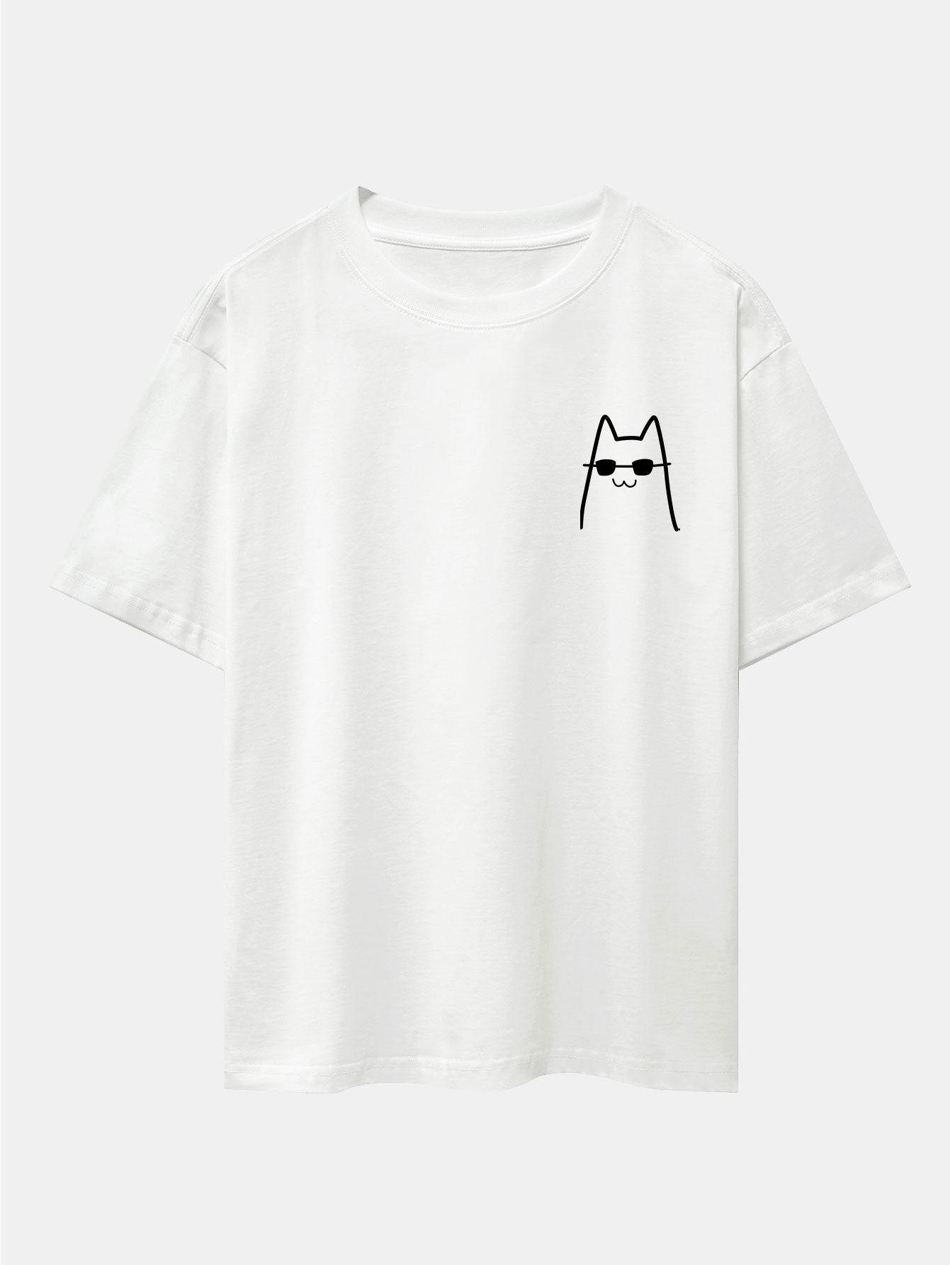 Humberto® | Cat With Sunglasses Print Drop Shoulder Oversize T-Shirt