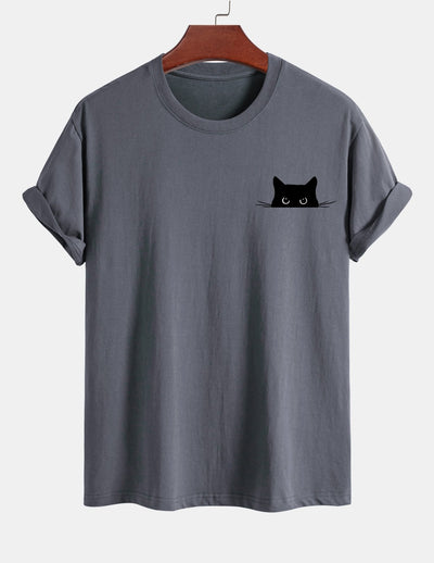Ariel® | Black Cat Print Cotton T-Shirt