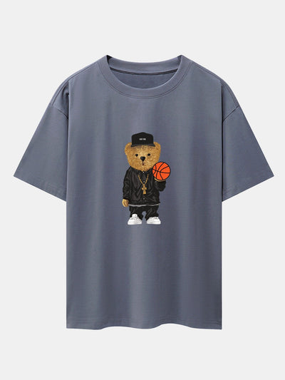 Sebastián® | Basketball Bear Print Drop Shoulder Oversize T-Shirt