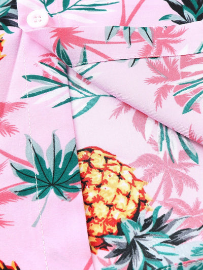Almas® | Pineapple Palm Tree Print Button Up Shirt