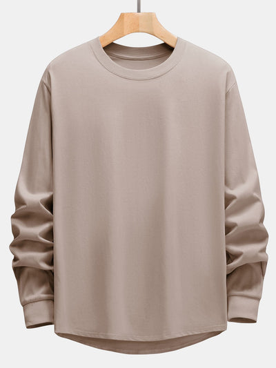 Adeimantos® | 3 Pieces Basic Long Sleeve Heavy Weight Arc Hem T-Shirts