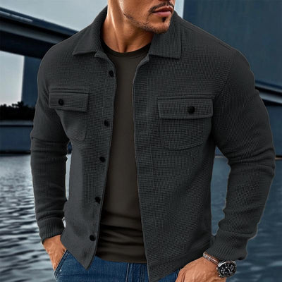 Men's Vine Waffle Solid Lapel Jacket