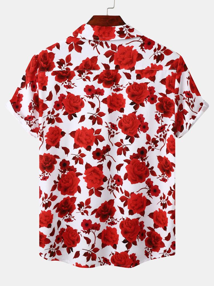 Atiyeh® | Red Floral Print Revere Collar Shirt