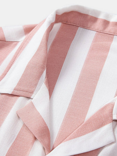 Alfio® | Striped Cuban Collar Shirt