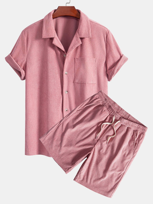 Adalrich® | Short Sleeve Corduroy Cuban Shirt & Shorts