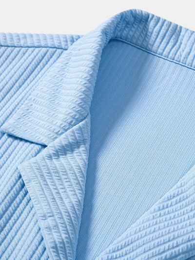 Lucas® | Ribbed Muscle Fit Shirt With Deep Cuban Collar