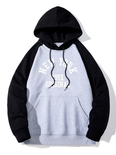 Jeremy | New York Print Pactchwork Raglan Hoodie