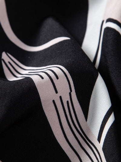 Afif® | Abstract Print Button Up Shirt & Swim Shorts