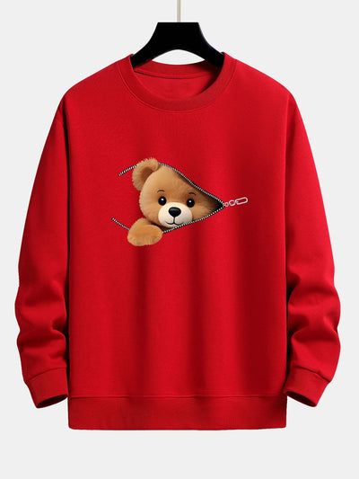 Theodore® | Zipper Bear Print Relax Fit Sweatshirt