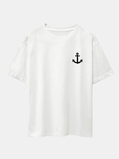 Alenio® | Anchor Print Drop Shoulder Oversize T-Shirt