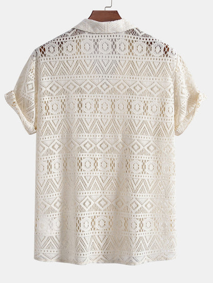 Anastasio® | Short Sleeve Geometry Textured Cuban Shirt