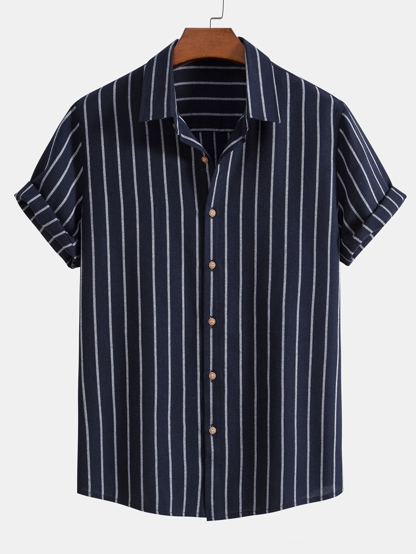 Omar® | Cotton Blend Striped Button Up Shirt & Straight Leg Linen Pants