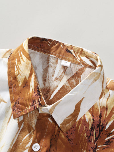 Argenio® | Leaf Print Button Up Shirt