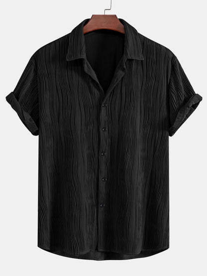 Basilio® | Wave Textured Button Up Shirt & Shorts