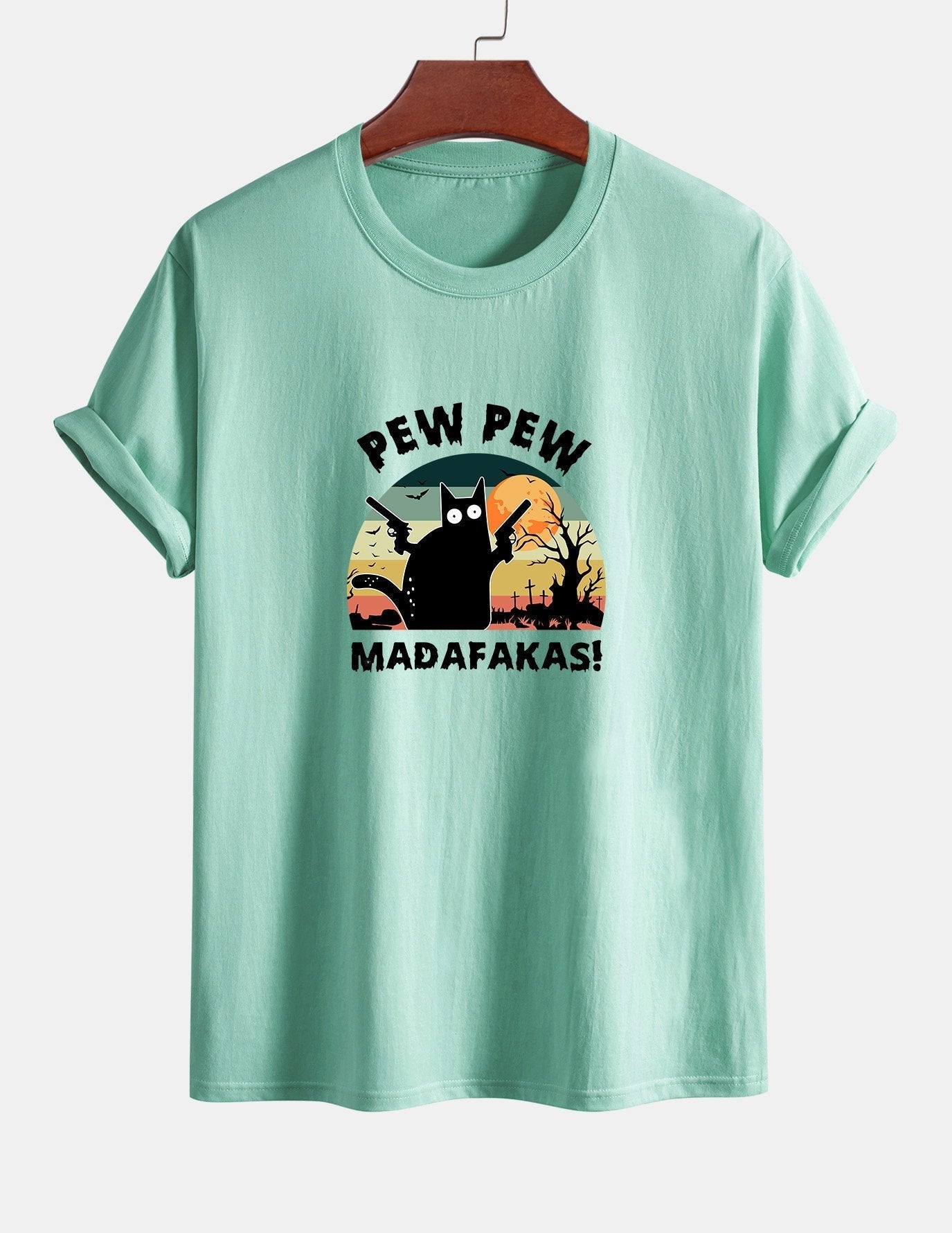 Telesforo® | Black Cat Print Cotton T-Shirt