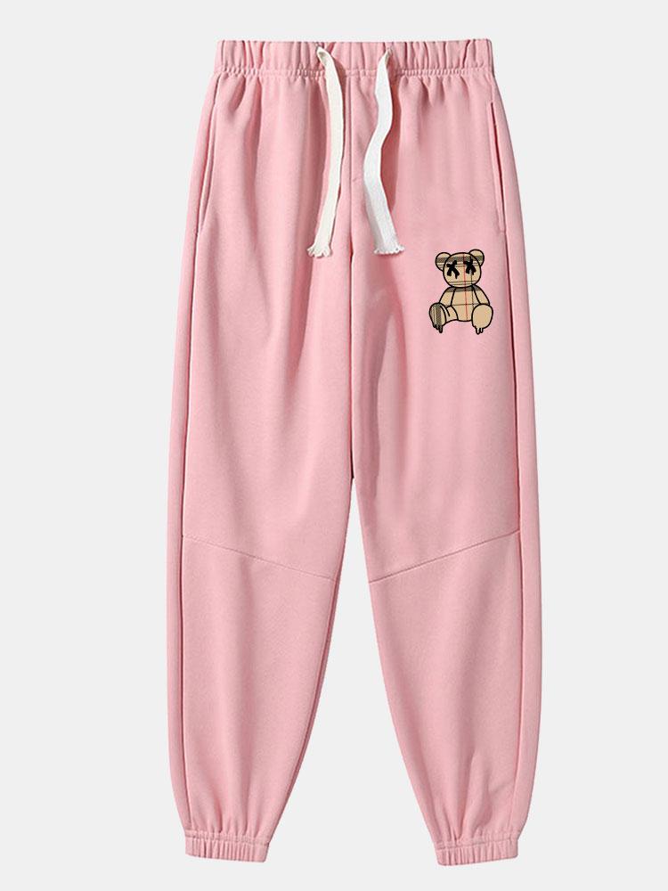 Baldovino® | Plaid Pattern Dissolving Bear Print Cotton Blend Jogger Pants