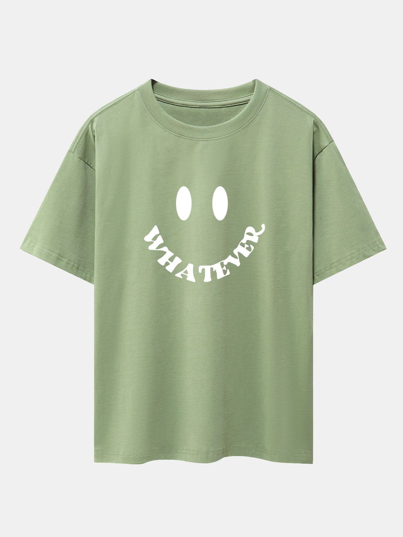 Andrés® | Smiley Face Slogan Print Drop Shoulder Oversize T-Shirt