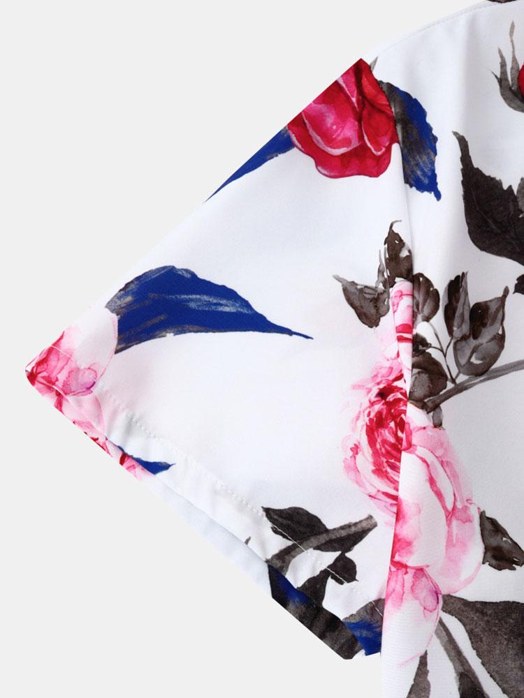 Alfredo® | Red Rose Print Revere Shirt