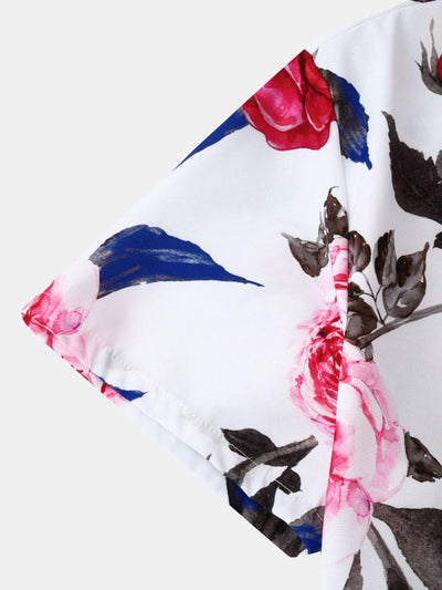 Alfredo® | Red Rose Print Revere Shirt